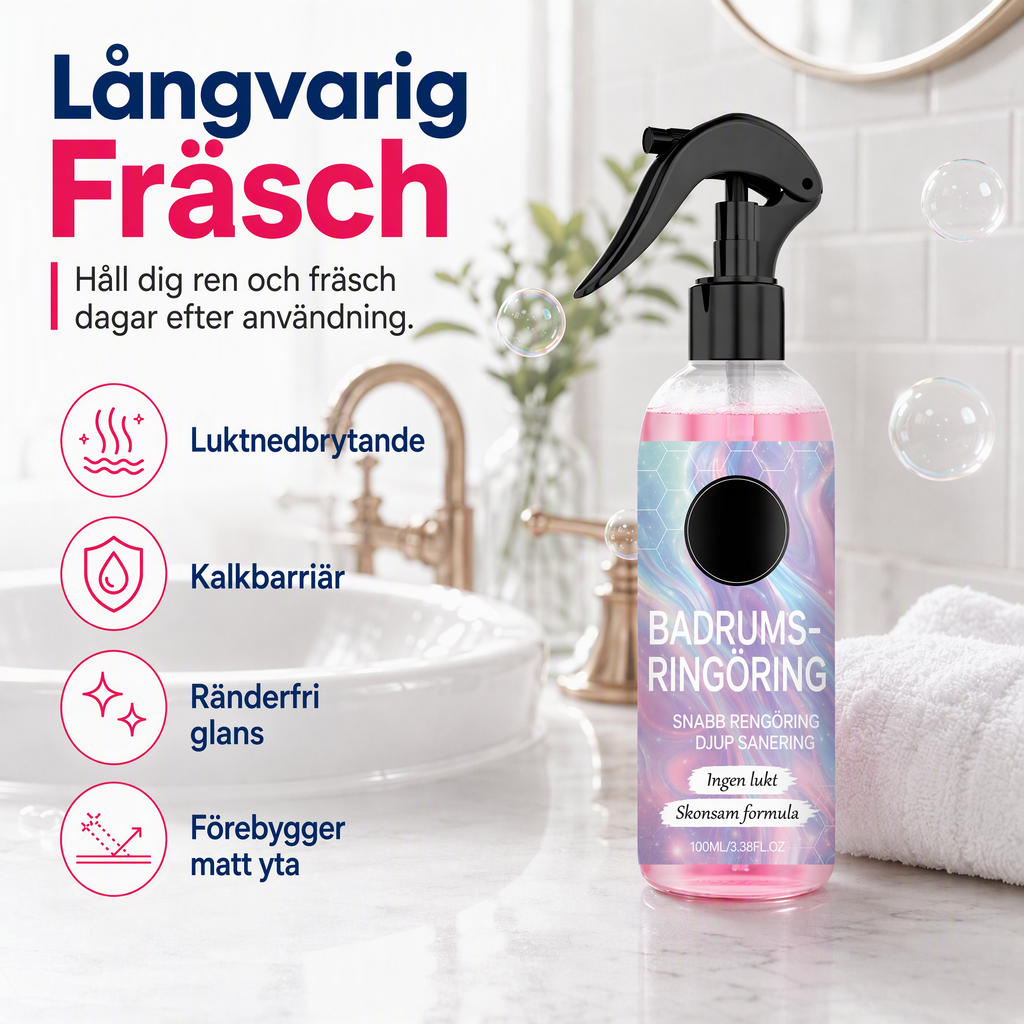 Rengöringsmedel för flera ytor i badrummet mot mögel och kalkavlagringar