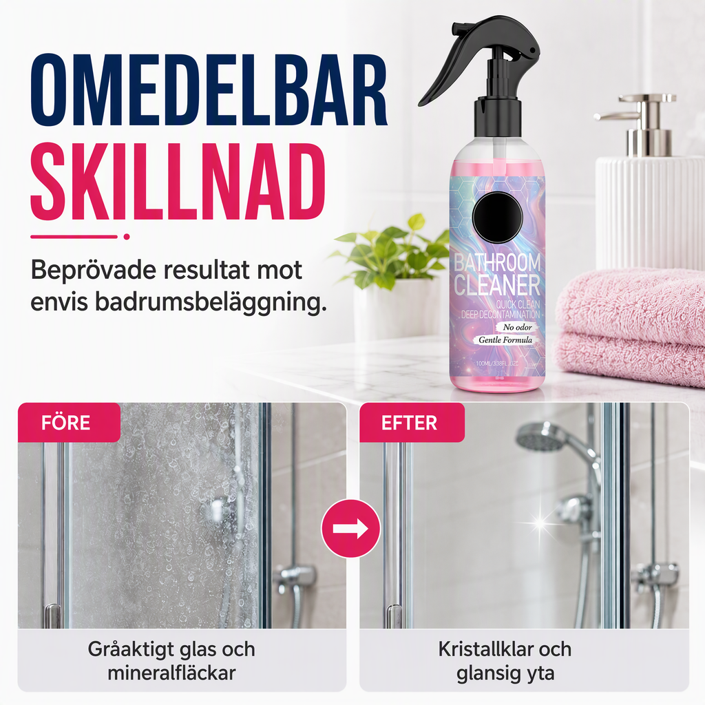 Rengöringsmedel för flera ytor i badrummet mot mögel och kalkavlagringar
