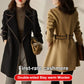 New solid color lapel waisted women's coat