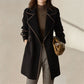 New solid color lapel waisted women's coat