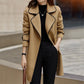 New solid color lapel waisted women's coat