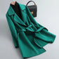 New solid color lapel waisted women's coat