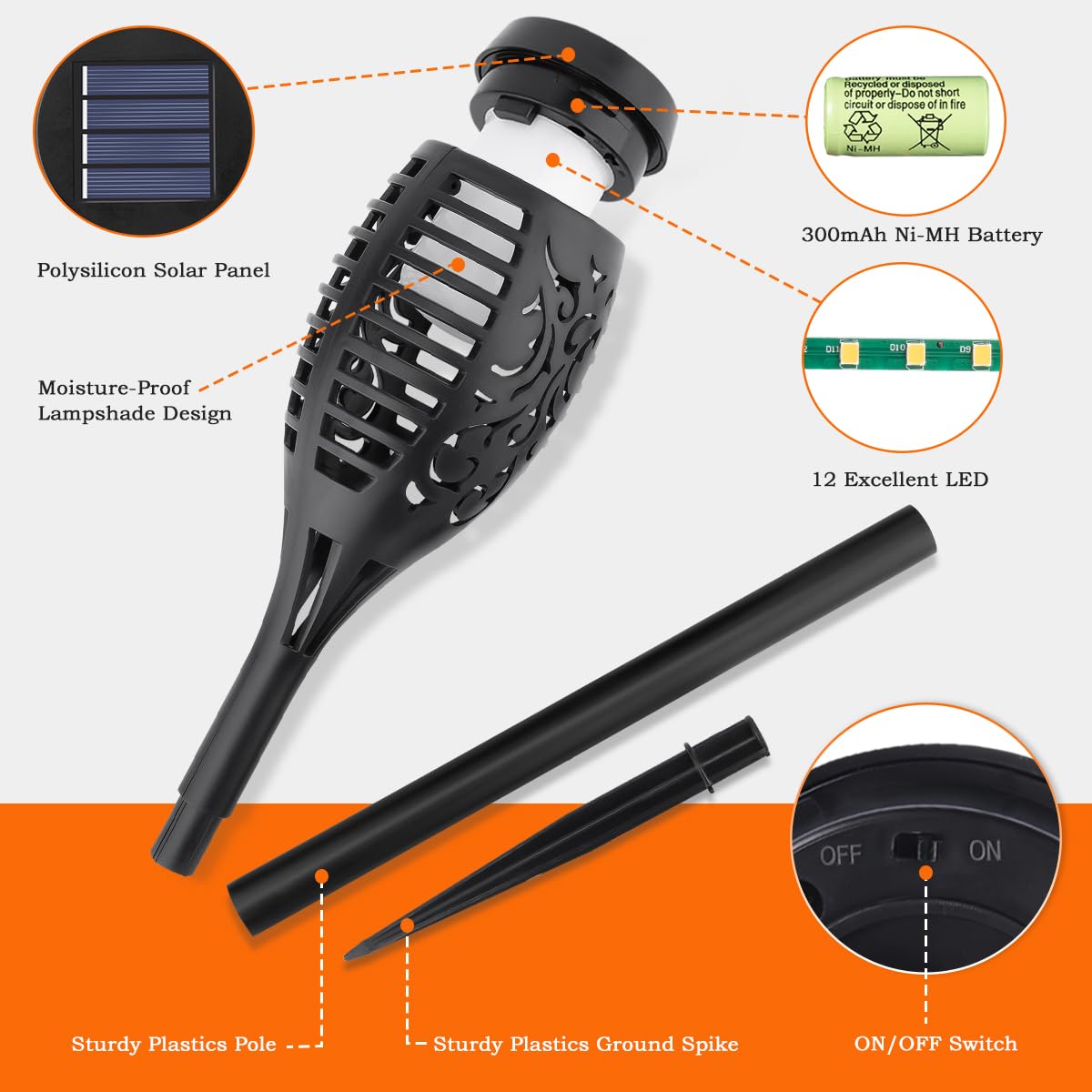 💖Utomhus Solcellsdrivna trädgårdsfacklor🏡💡