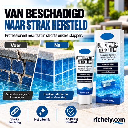 🧱🌊 Sterke onderwater tegellijm | Directe hechting onder water | Snelhardend | Water- en vochtbestendig | Anti-vergelend | Voor zwembad, badkamer & meer | 60 ml.