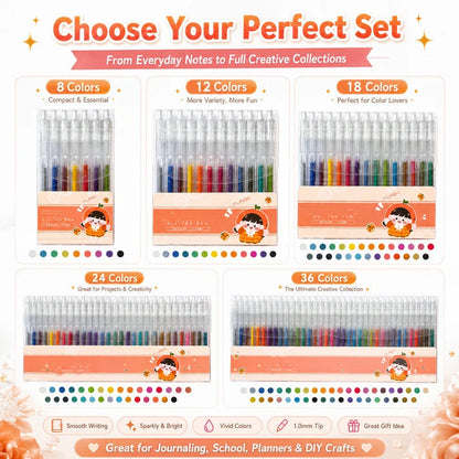 ✨🖊️ 50 % RABATT NU! 🌈 Glitter-Gelpenna Set – Glittrande Bläck, Mjukt Flyt & Snabbtorkande för Anteckningar, Pyssel & Kreativa Projekt 🎨💖