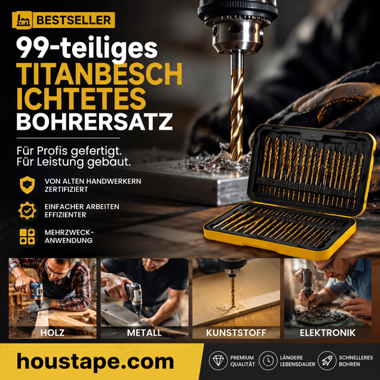 🔧 50 % RABATT! ⚡ 99-delars set med titanbelagda borrar – Hög kvalitet, hållbara och mångsidiga – Perfekta för hemmafixare och proffs 🛠️