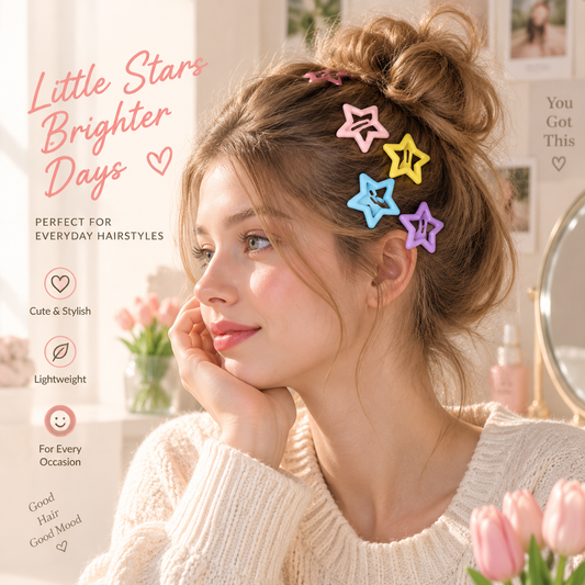 ✨Färgglada Stjärnhårspännen – Söta Pastellfärgade Håraccessoarer för Kvinnor & Flickor🌸