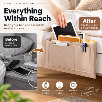 🛏️ 50% RABATT NU! 🛏️ Sängförvaringsväska med flera fack – mjukt filtmaterial, rymlig design & enkel installation – perfekt för studentrum, sovrum och små utrymmen 📚✨