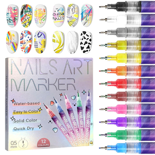 🎁Hot Sale 50% OFF⏳🎨12 Colors Nail Art Pens Set