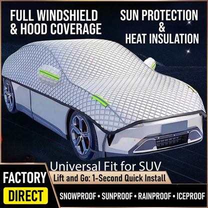 ☀️50% RABATT NU! 🚗 Tjock Halvbilskåpa – Solskydd på Sommaren, Snöskydd på Vintern – Slitstarkt & Väderbeständigt – Perfekt för Svenska Klimatet ❄️