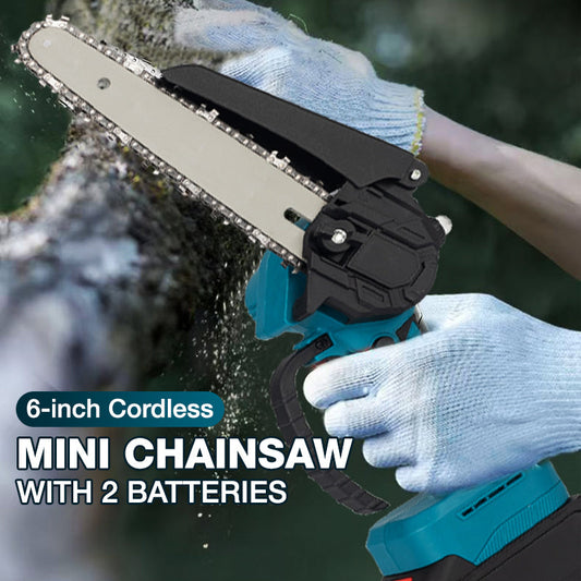 🔧 52% RABATT NU! 6‑tums sladdlös minimotorsåg med 2 batterier – kraftfull, lätt & ergonomisk – perfekt för ved, beskärning och trädgårdsarbete 🌲⚡