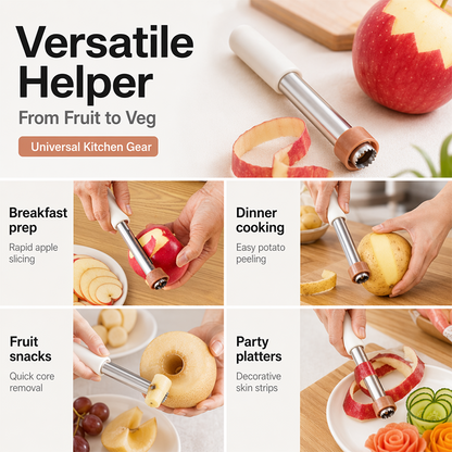 🔥Heta erbjudanden – 50 % rabatt🔥 3-i-1 utdragbar fruktskalare och kärnborttagare – rostfritt stål 304, skalar, kärnar ur och skivar 🍎