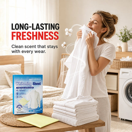 🧺 50% RABATT NU! Laundry Whitening Sheets – kraftfull borttagning av gulning, färgfixering & långvarig doft – dina vita plagg förblir strålande rena ✨💧
