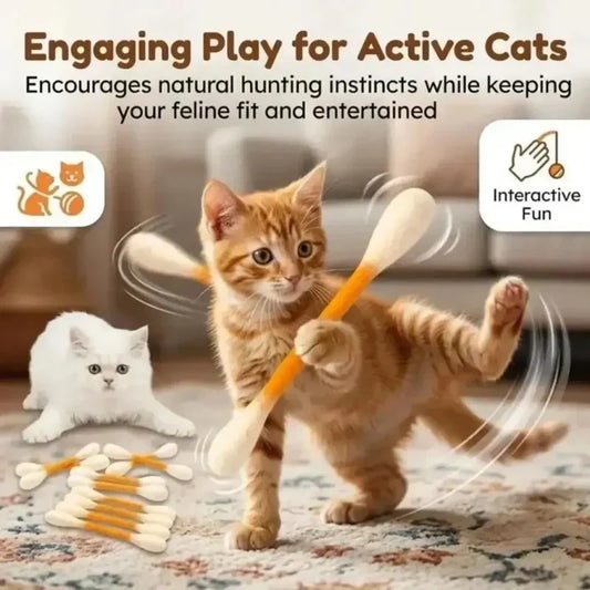 😺UTTRÅKAD KATT? LÖS PROBLEMET SNABBT!😺 Interaktivt leksakspinne – högkvalitativ kattmynta, slitstark filt, tandvård – sparkar, jagar och kastar sig över den! 🐾