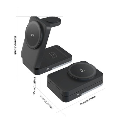 🔋 50% RABATT NU! 3-i-1 vikbart magnetiskt laddställ – ladda telefon, klocka & hörlurar samtidigt – perfekt för nattduksbordet, skrivbordet och resan 📱⌚🎧