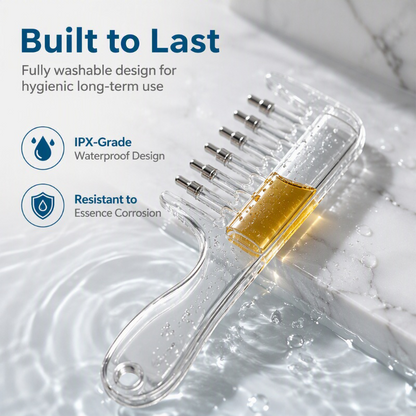 💇‍♀️ 50% RABATT NU! Transparent Hair Oil Applicator Comb – precisions-rotleverans, rullande stålkulor & ergonomisk design – perfekt för jämn håroljeapplicering och hårbottenmassage ✨
