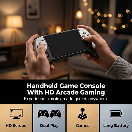 🎮🕹️ 50 % RABATT! Handhållen spelkonsol – Tvåspelarläge, ergonomiskt grepp. 5-tums HD-skärm, lång batteritid. Retrokul var du än är! ✨🔋