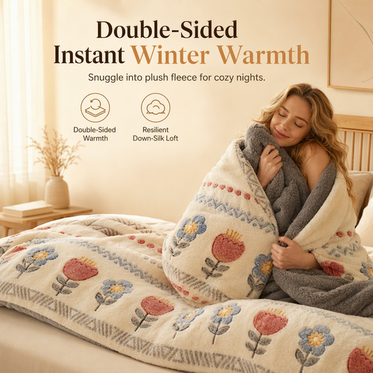🛏️ 50 % RABATT NU! ❄️ Förtjockat dubbelsidigt vintertäcke i lammfleece & mjölksammet – varmt för höst och vinter – perfekt för kalla nätter ✨
