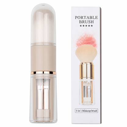 💄【5-i-1-set med sminkborstar i kapselform】—— Fem borstar i en förpackning, med utdragbar förvaring – det här setet räcker gott och väl när du är på språng! ✨